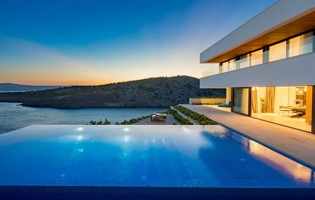Modern villa with a pool on the Adriatic coast of Croatia