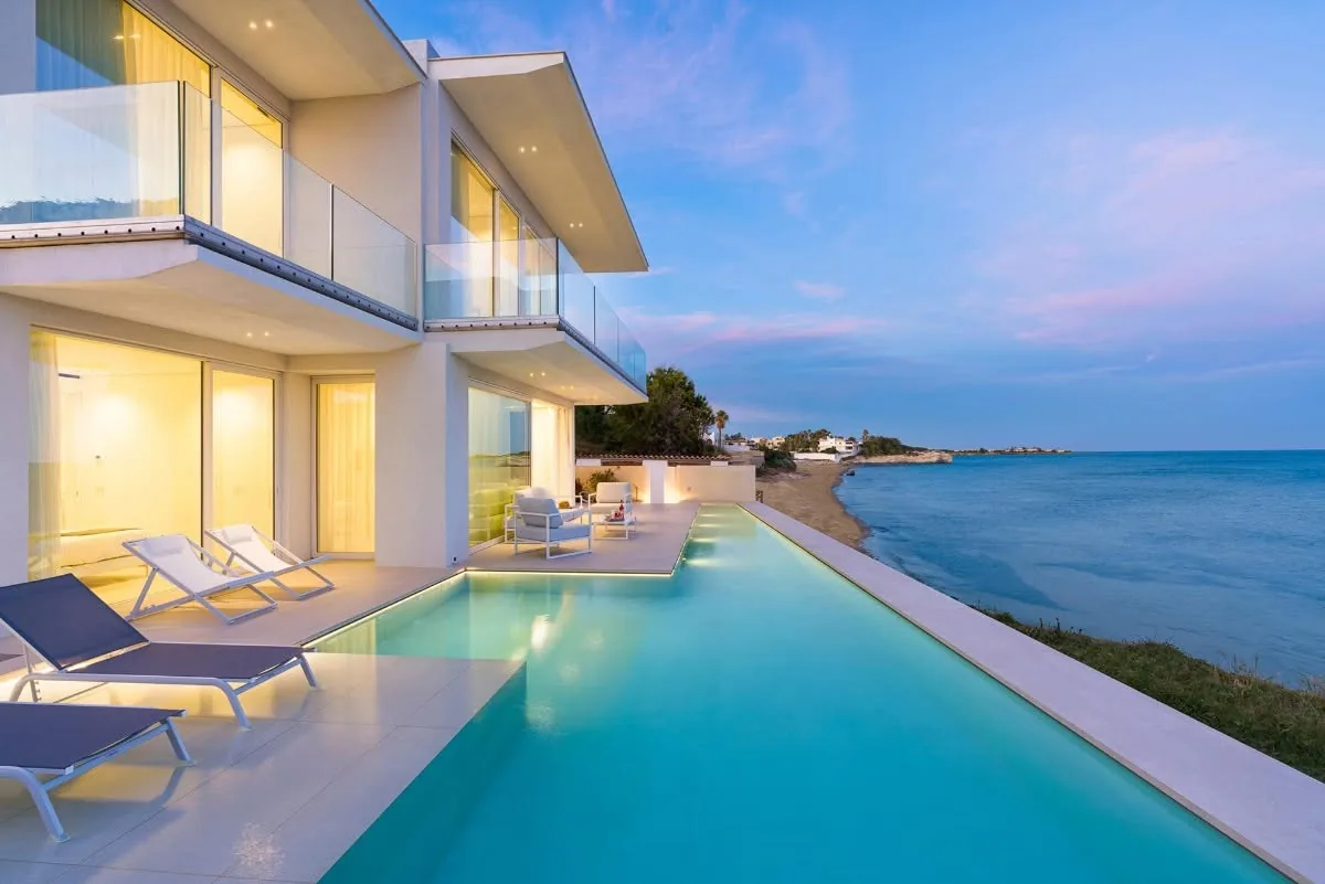 Modern waterfront villa with a pool in Sicily
